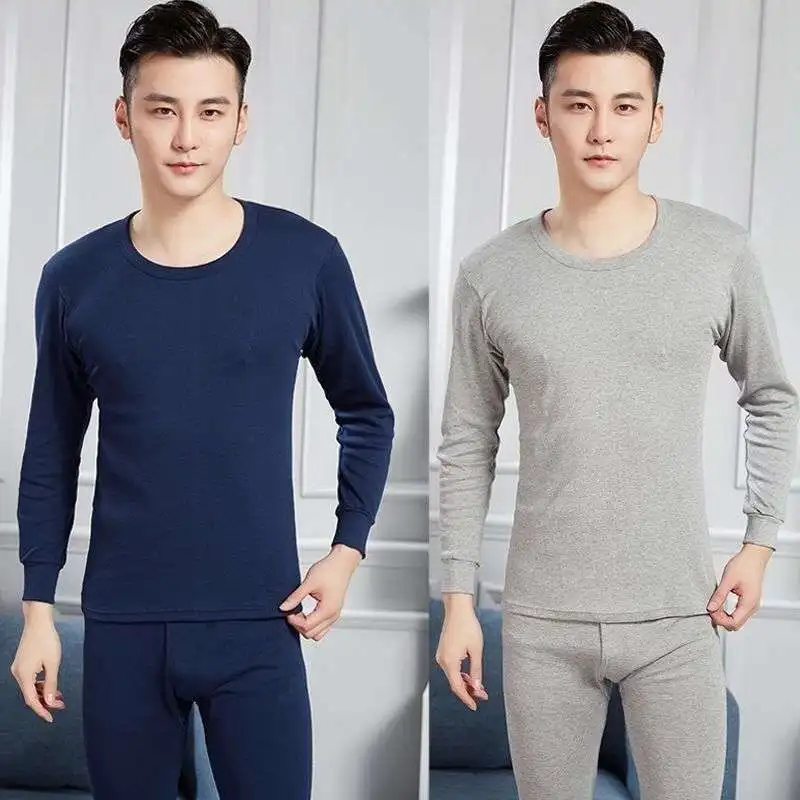 Men's Thermal Underwear Set Autumn Pants Base Layer Warmthful Large Size Winter Home Clothes Polyester Fiber Long Sleeve roun...