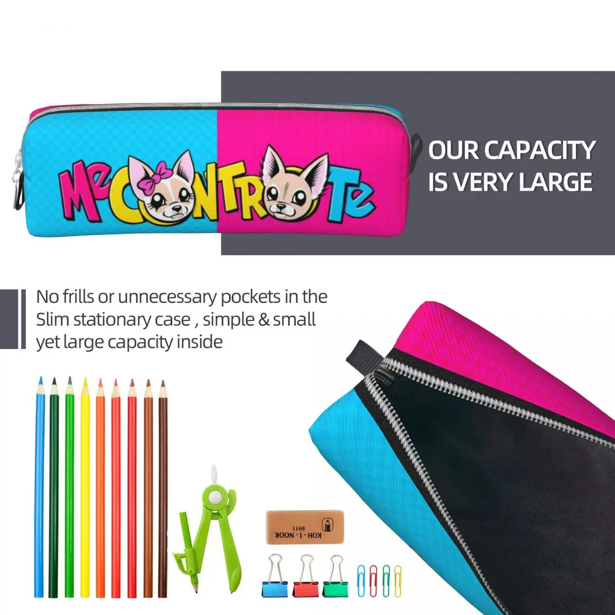 Imagem -06 - Contro te Pencil Case Pen Bolsa para Meninas e Meninos Lápis de Grande Capacidade ME