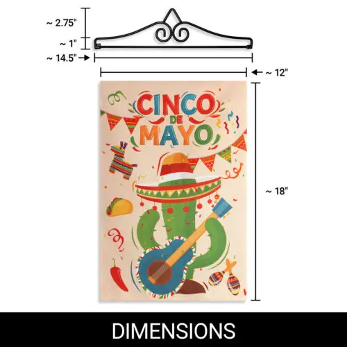 Hanger 14IN & Garden Flag Cinco De Mayo Cactus 12x18IN Printed DS Blockout