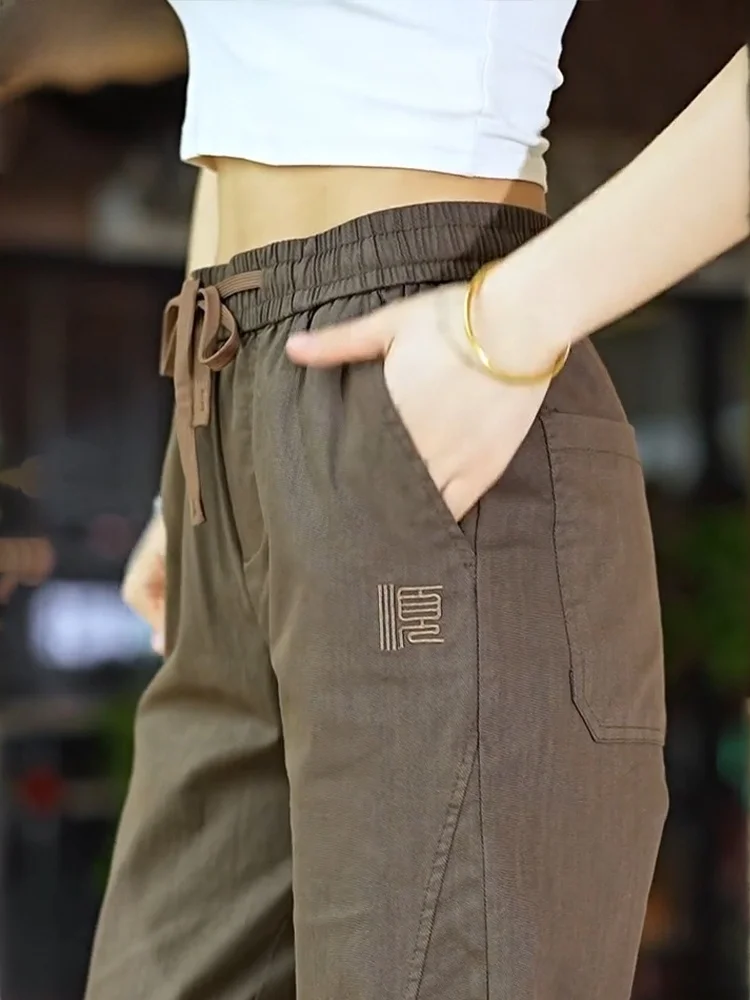 السراويل فضفاضة الرجال ربيع الخريف الكاكي ملابس العمل السراويل Dstring مكبل بناطيل كاجوال الشباب Faion العلامة التجارية Brothers #1