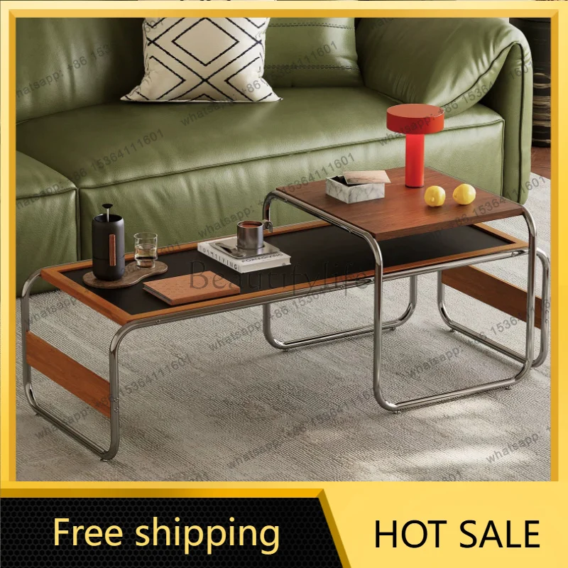 zj.Wooden Nesting Coffee Table Rectangle Antique Living Room Luxury Coffee Tables Vintage Nordic Mesa Auxiliar Salon Accessories