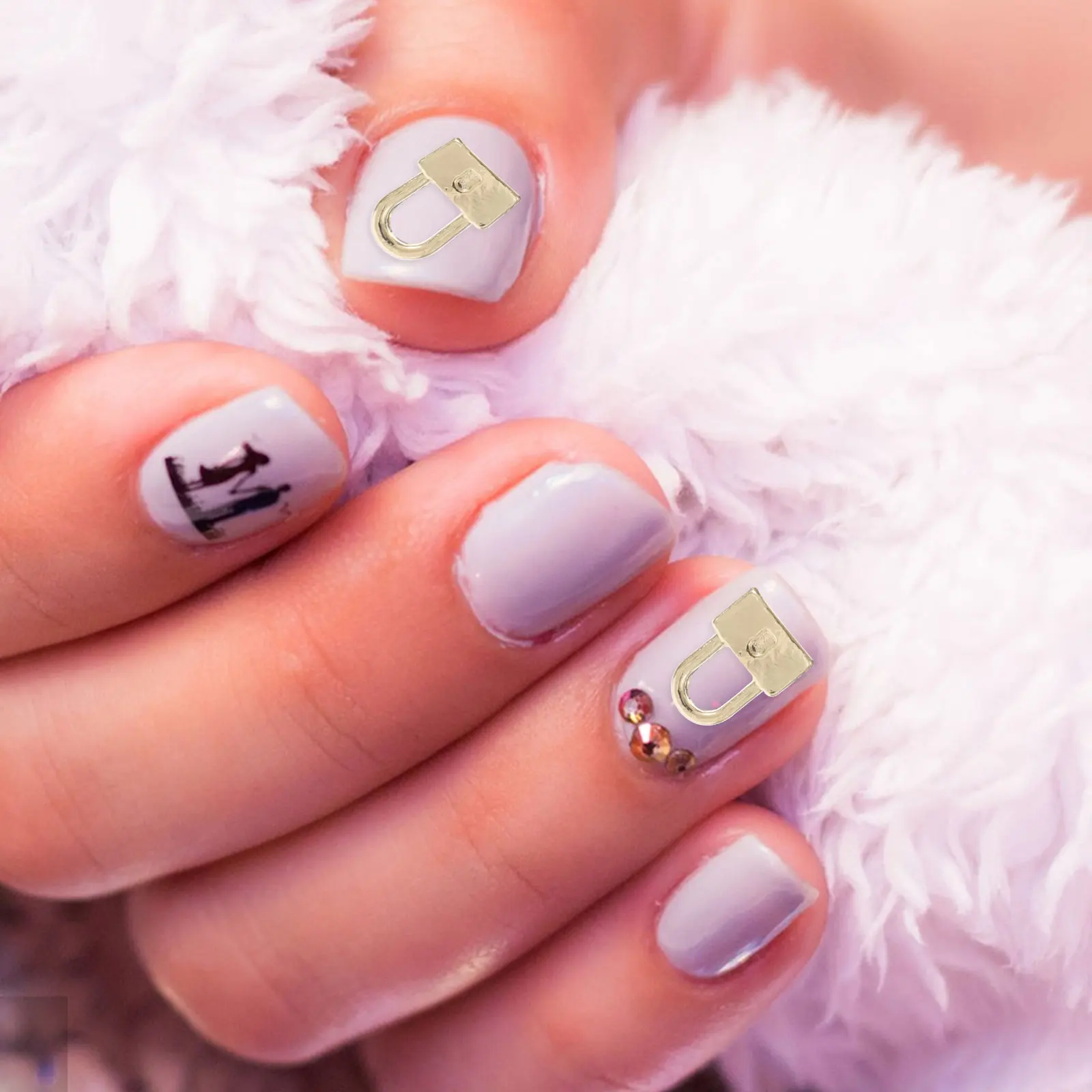 

10Pcs Metal Lock Nail Art Charms Durable Manicure Decoration Small Nail Charms for Women Nails Party Prom Supplies