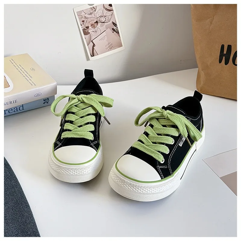 Women's Casual Canvas Shoes Flat Solid Colour Student Sneakers_voghion.com