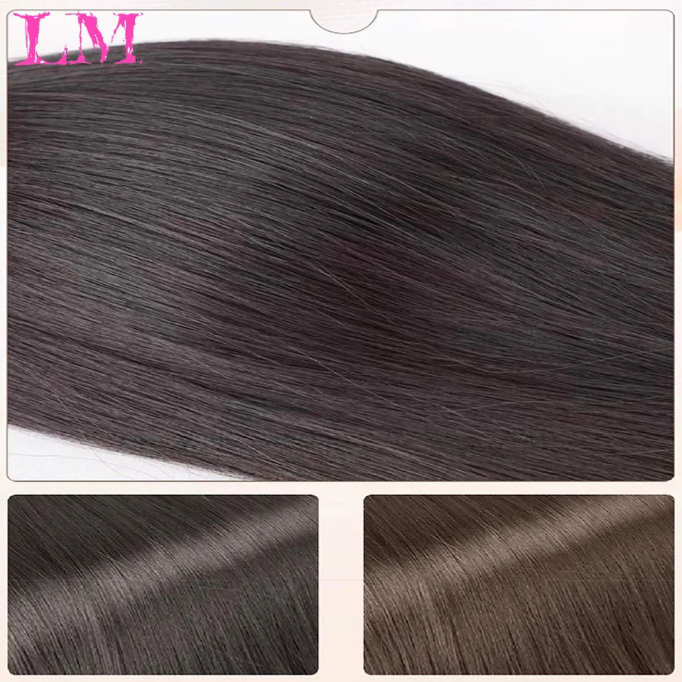 LM Mid Split Fake Bangs Frangia francese naturale 3D Parrucche Toppe per capelli e frangia che scorre finta da donna