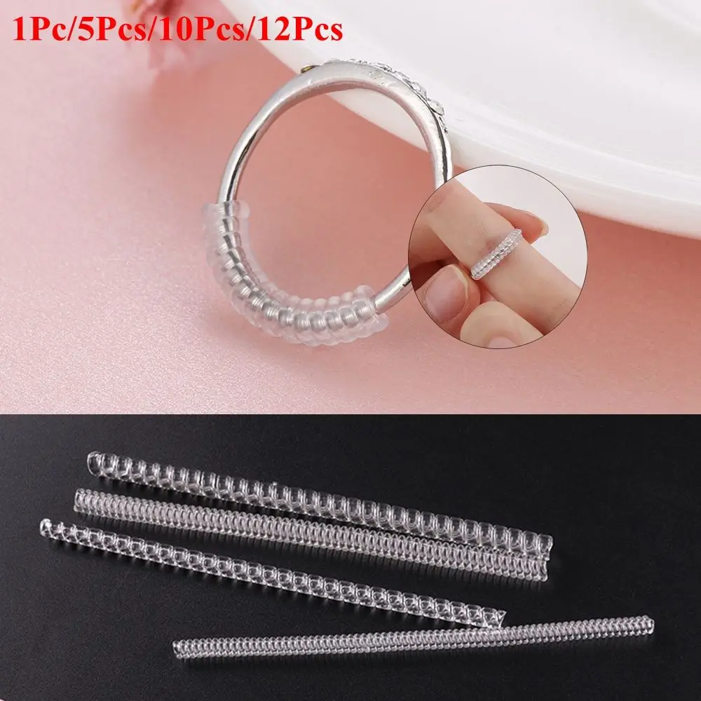 1Pc/5Pcs/10Pcs/12Pcs New Spiral Jewelry Parts Ring Size Adjuster Shell Hard Guard Resizing Tools Tightener Reducer