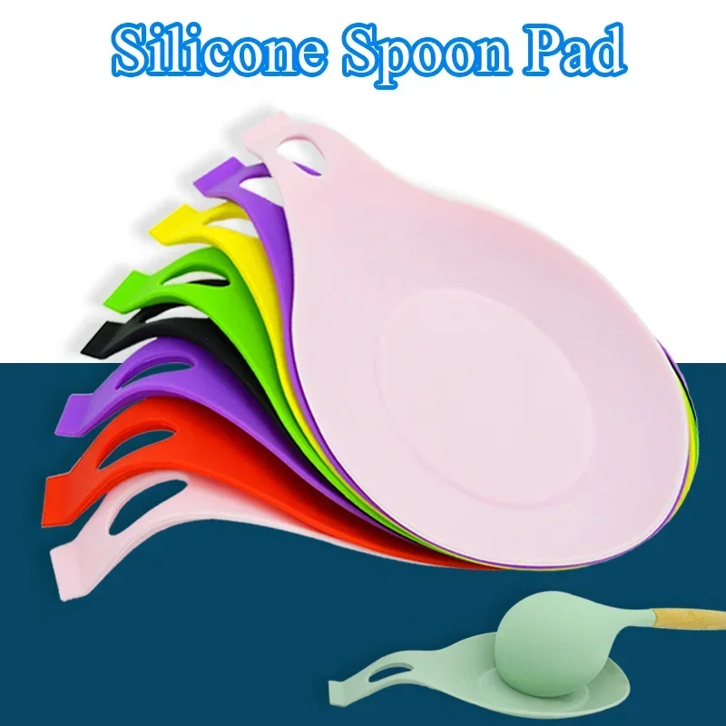 Silicone Insulated Spoon Holder Heat Resistant Placemat Drink Glass Coaster Spoon Holder Cutlery Shelving Kitchen Tools Placemat