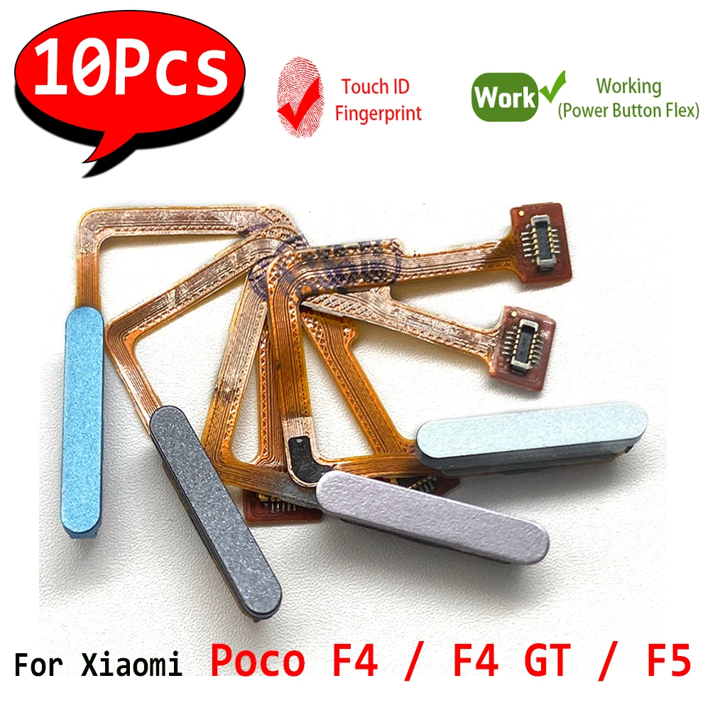 10Pcs，For Xiaomi Poco F4 GT F5 Fingerprint Sensor Scanner Touch ID Connecter Flex Cable For Poco F4