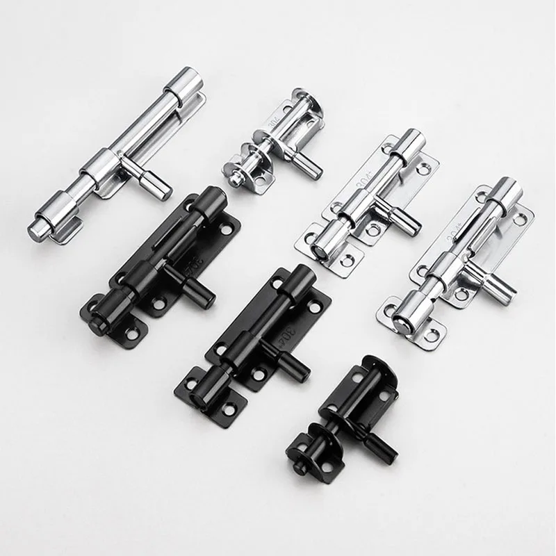 1PCS Non Perforated Stainless Steel Anti-Theft Bolt For Wooden Doors Old-Fashioned Bathroom Lock Sliding Door Lock Accessories