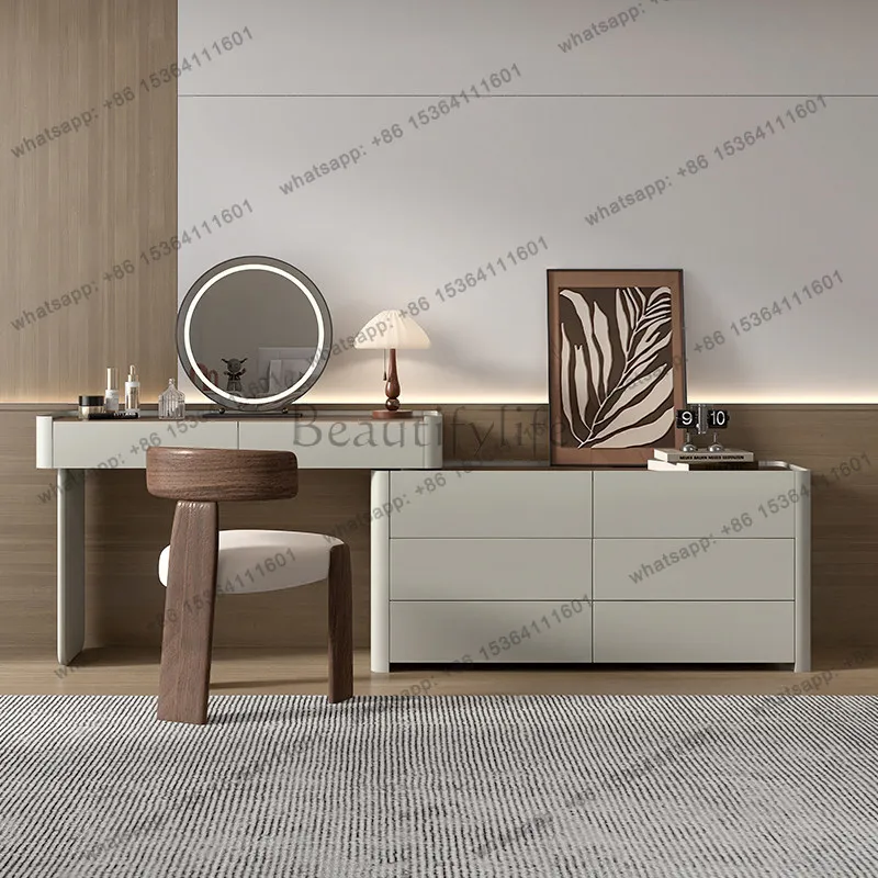 LD25 Italian minimalist all-solid wood paint dresser chest integrated medieval simple makeup table