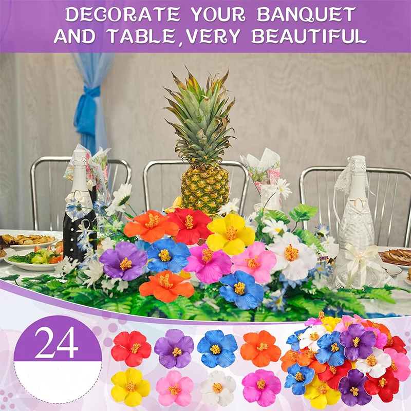 5/10 Stück künstliche Blumen, 9 cm, künstliche Blumen, Sommer, Hawaii, tropischer Strand, Geburtstagsfeier, Hochzeit, Tischdekoration, DIY-Haardekoration – Detail 5
