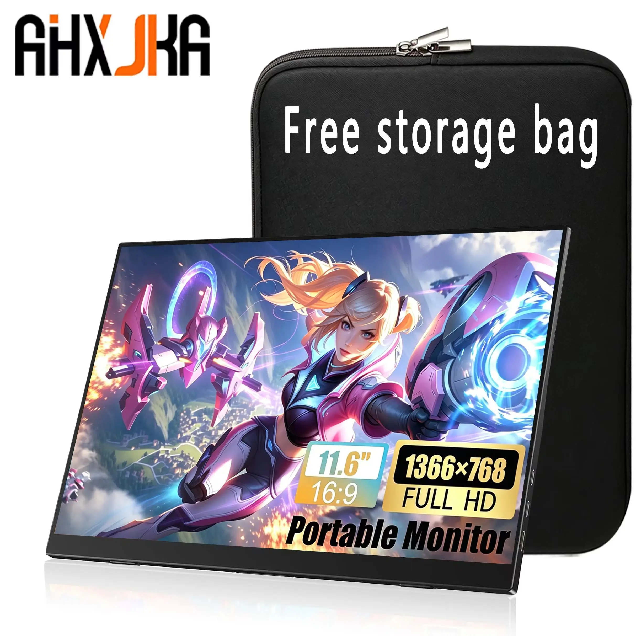 11.6 Inch Dual Portable Monitor 72%sRGB 1366*768P HD IPS 250Nits 1000:1 16:9 With Type-C Mini HDMI For Laptop Phone TV XBox