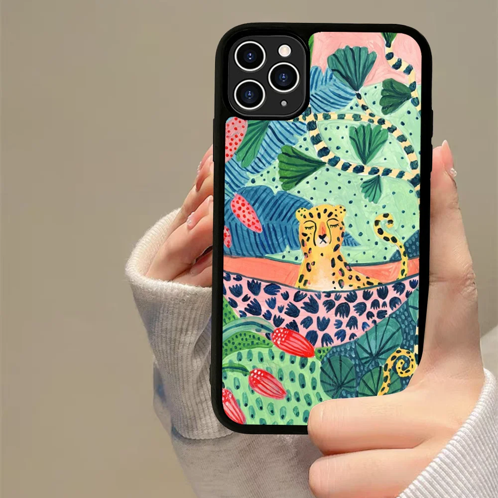 Jungle Art illustration Snake Cats Sloth Phone Case Silicone PC+TPU For Samsung S10 20 30 22 23 24 Plus Lite Ultra Cover