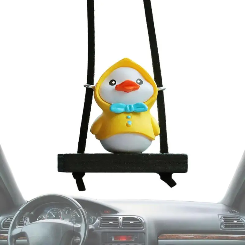 Swinging Duck Car Hangings Ornament Cute Swing Duck Car Hangings Ornament Decoration Cute Raincoat Swinging Duck Car Pendant For