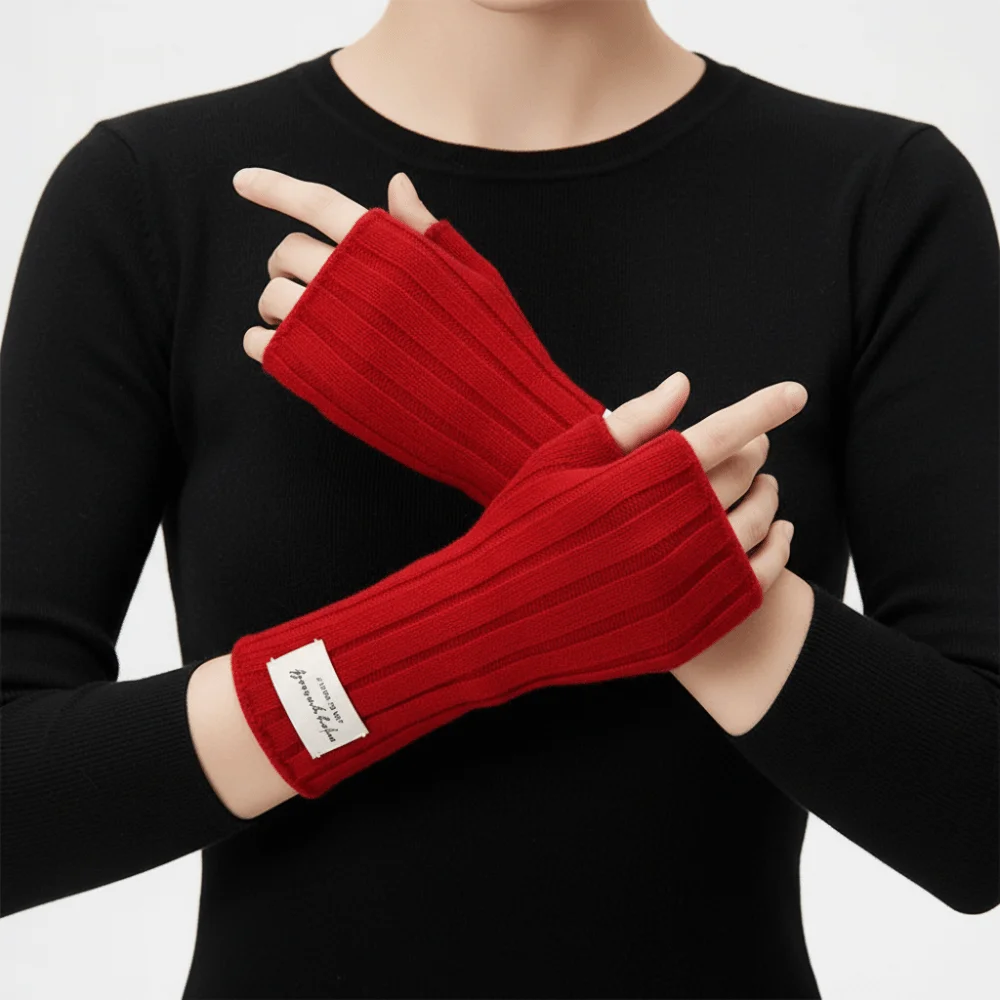 أزياء اللمس قفازات الشتاء طول المعصم الدفء قفازات محبوكة بلون أصابع قفازات الخريف