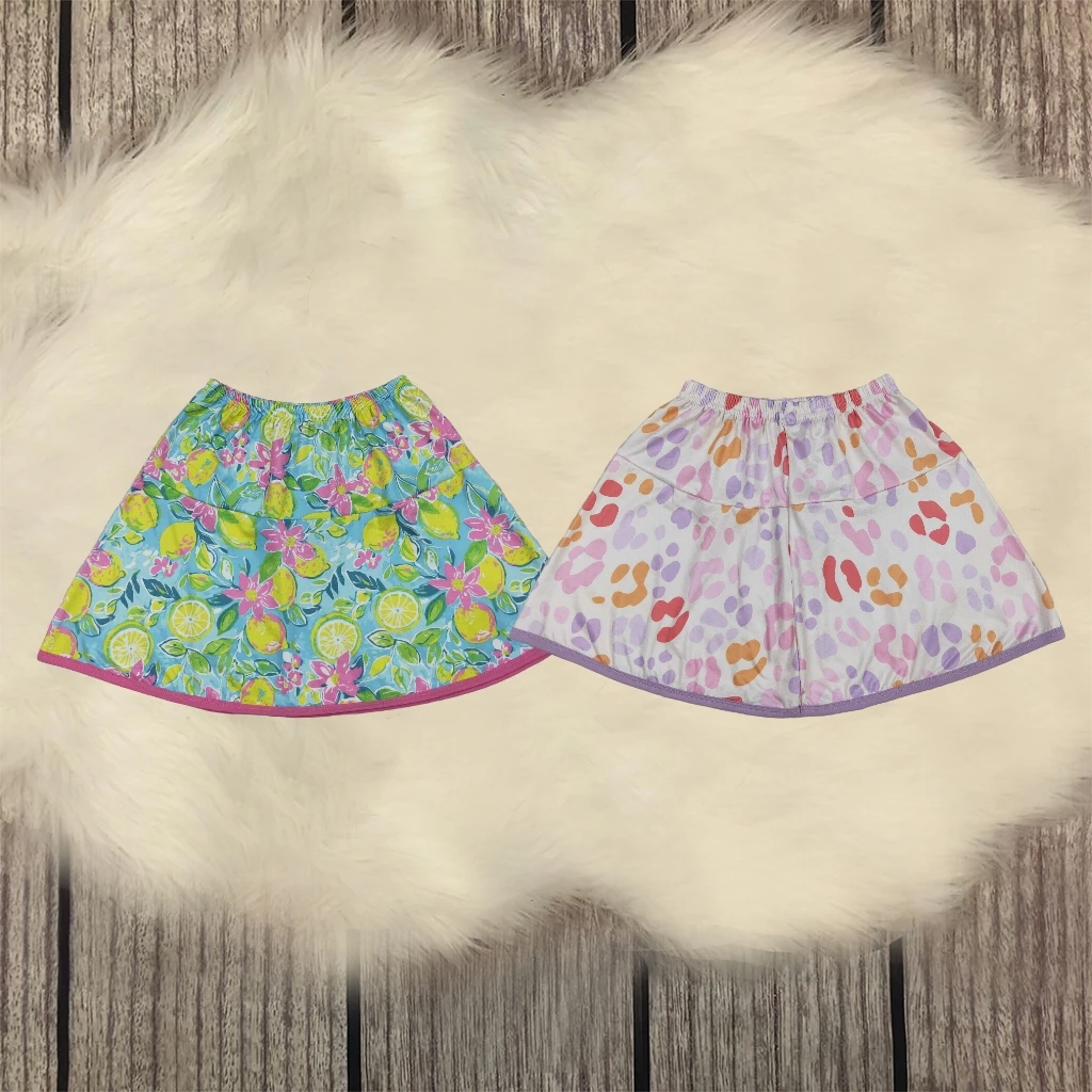 

Baby Girl Clothes Summer Mini Skirt Bottoms Boutique Breathable Toddler Stretchy Kids Children Leopard Flower Lemons Clothing