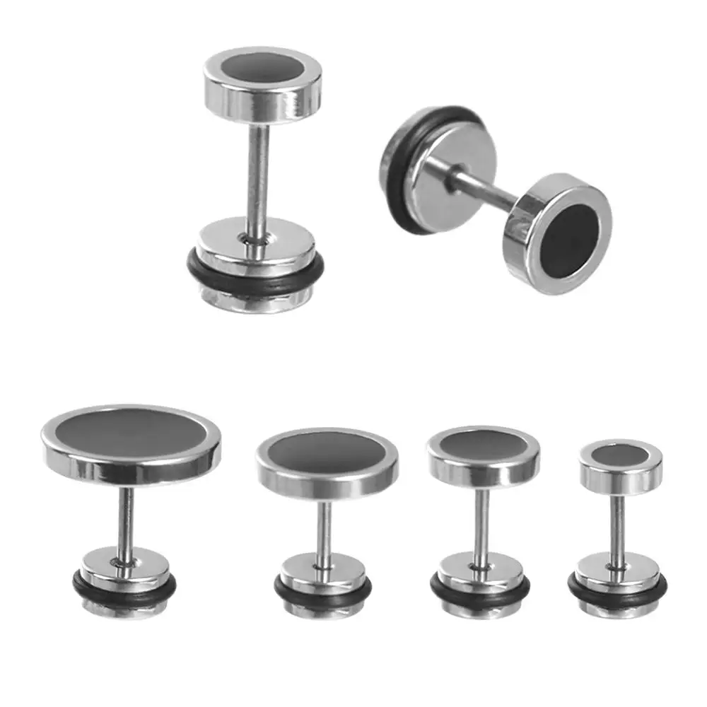 

Korean Style Round Black Stud Earrings Solid Color Oil Drip Hip Hop Earring Hip Hop Stainless Steel Fashion Stud Earring Women