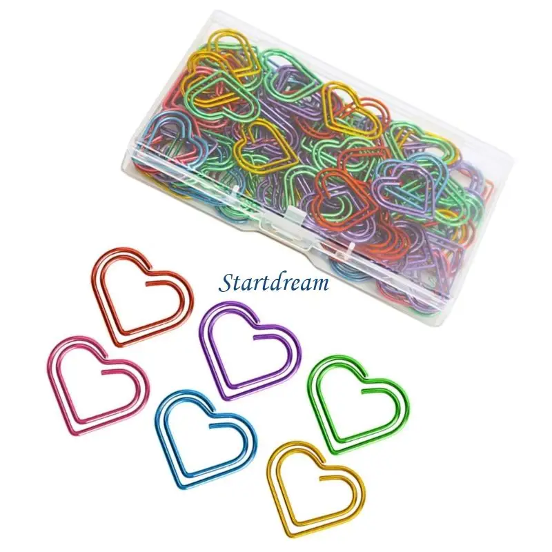 100/200 قطعة دبابيس ورق على شكل قلب مشبك معدني ملون منظم وثائق كليب لمجلة الوثيقة سكرابوكينغ K92C #3