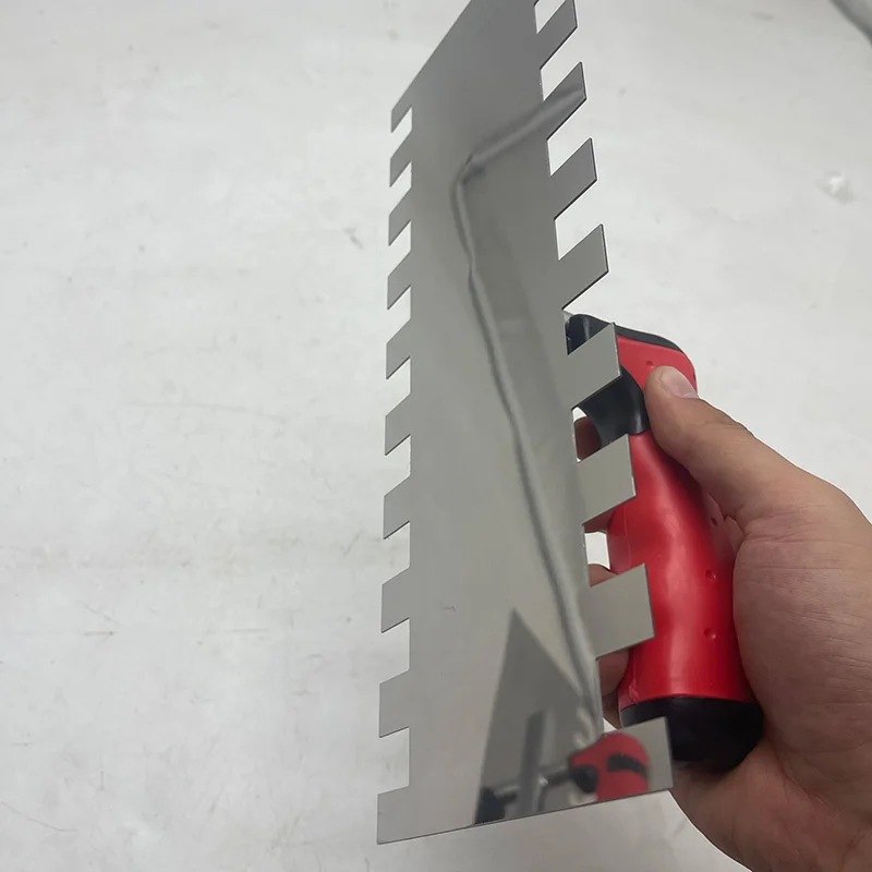 Construction Tools Scraper Knife Drywall Tool 11.02inch Stainless Steel Blade Good Elasticity Cement Tool Bilateral Square Notch