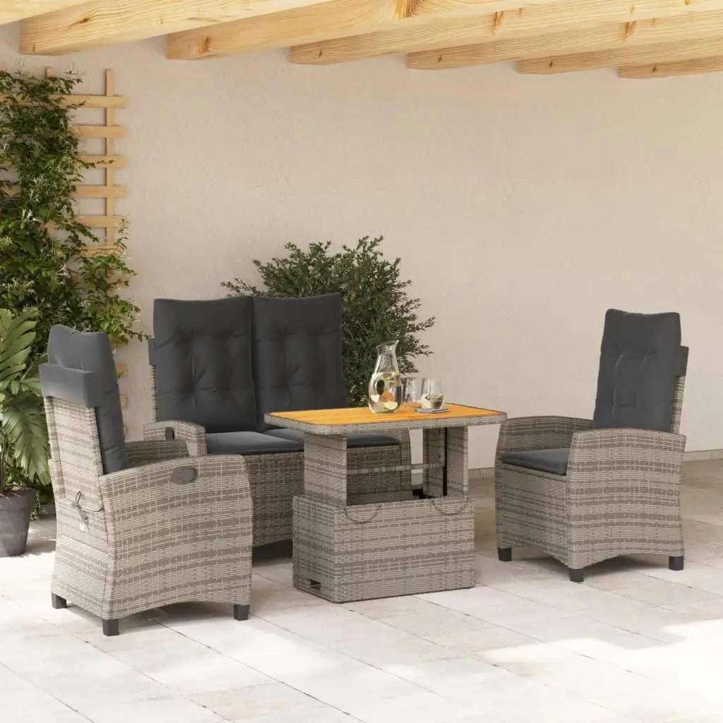

Gray and Brown PE Rattan Garden Dining Set 4 Seater Outdoor Furniture Stylish Patio Table and Chairs