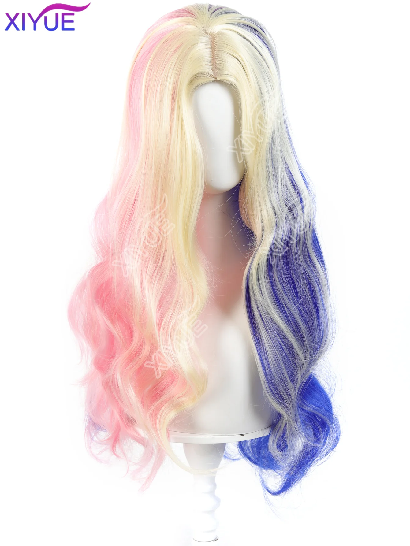 XIYUE Blonde Long Wavy Synthetic Wig Free Part Loose Wave Natural Curly Lace Front Wigs for Women Daily Party Cosplay