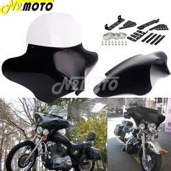 ABS 오토바이 배트윙 프론트 페어링 헤드 라이트 클리어 윈드 실드 (할리로드 킹 Softail Fat Boy Honda 용 마운트 브래킷 키트 포함)