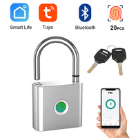 Tuya Fingerprint Padlock Bluetooth Smart Home Door Lock 20 Groups Fingerprint Safe Backup Key USB Charging For Home House garage