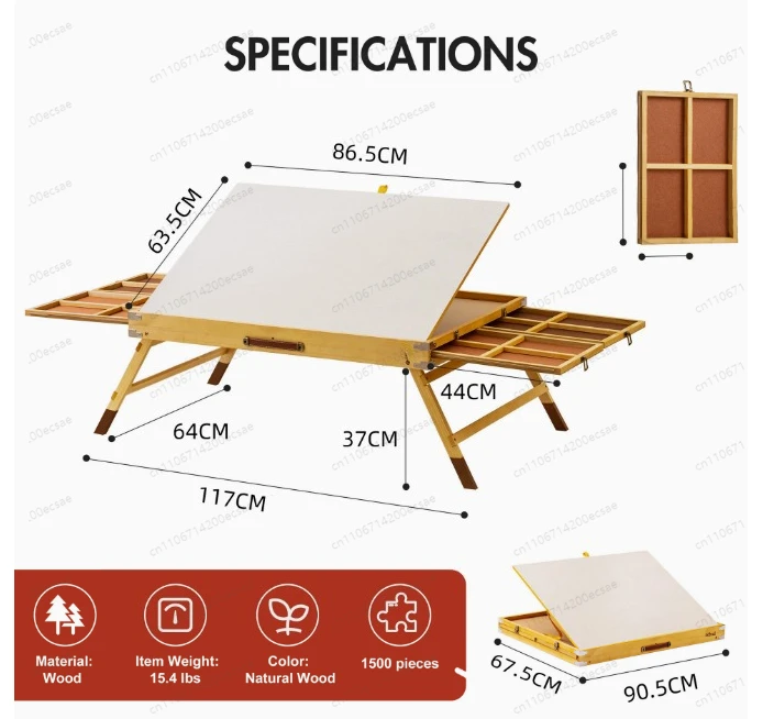 Jigsaw Puzzle Table, Children's Felt Jigsaw Puzzle Board with Stand Cover, 6-drawer Portable Felt Puzzle Table