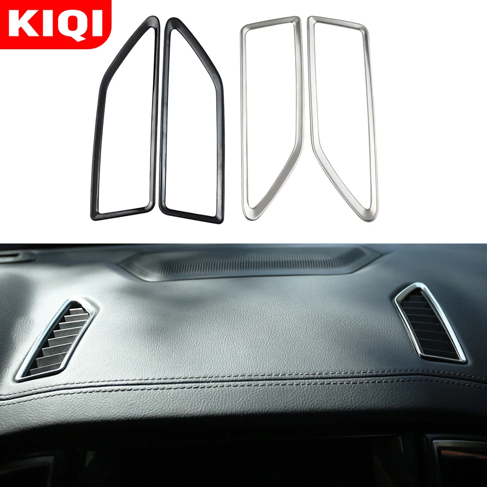 KIQI 2Pcs/Set Middle Air Conditioning Dashboard Vent Cover Trim for Ford Ranger 2015 2016 2017 2018 2019 2020 AC Outlet Stickers