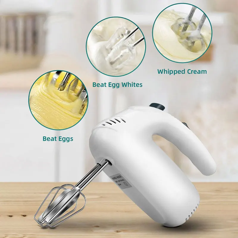 350W Electric Whisk，Egg Beater, Household Kitchen Stainless Steel Baking Multifunctional Handheld Mixer,Dual Stick,5-Speed