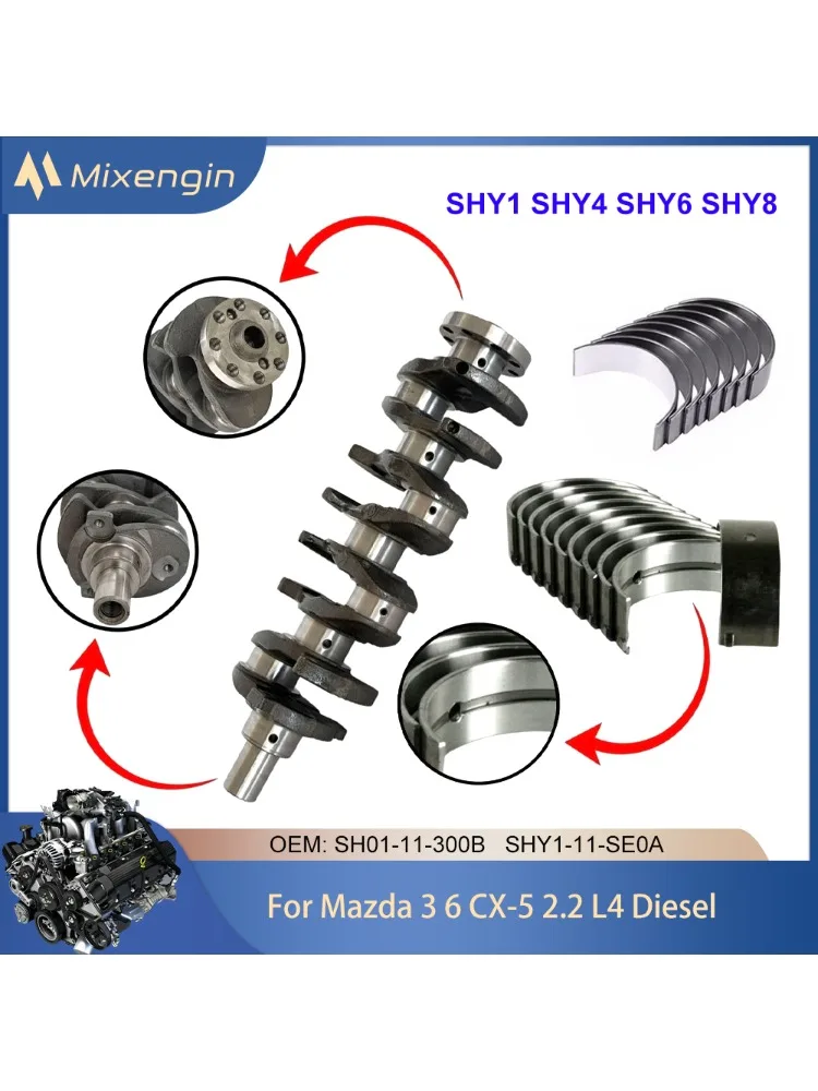 Jeu de roulements de vilebrequin et de bielle pour moteur, adaptés à Mazda 2.2 L4 Diesel SHY1 SHY4 SHY6 SHY8 pour Mazda 3 6 CX5 2.2T SH01-11-300B 12-19