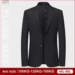 GROOMXLUXE Plus Size Men's Suit Jacket Lightweight Casual Business Oversized Male British Style Blazers Wedding Coat 100-150KG