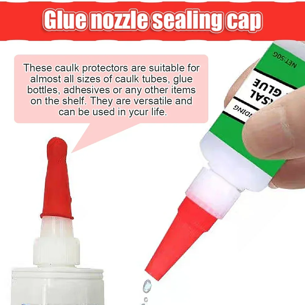 10-60pcs Protective Case Caulking Gun Nozzles Silicone Preserving Cover Glass Glue Tip Sealing Cap for Sealing Preserving Tool