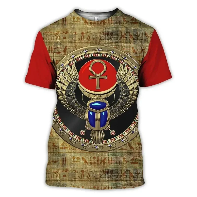 Ancient Egyptian Pattern T Shirt For Men Pharaoh 3D Printed T-Shirts Casual Streetwear Oversized O-Neck Women Loose Tops Tees