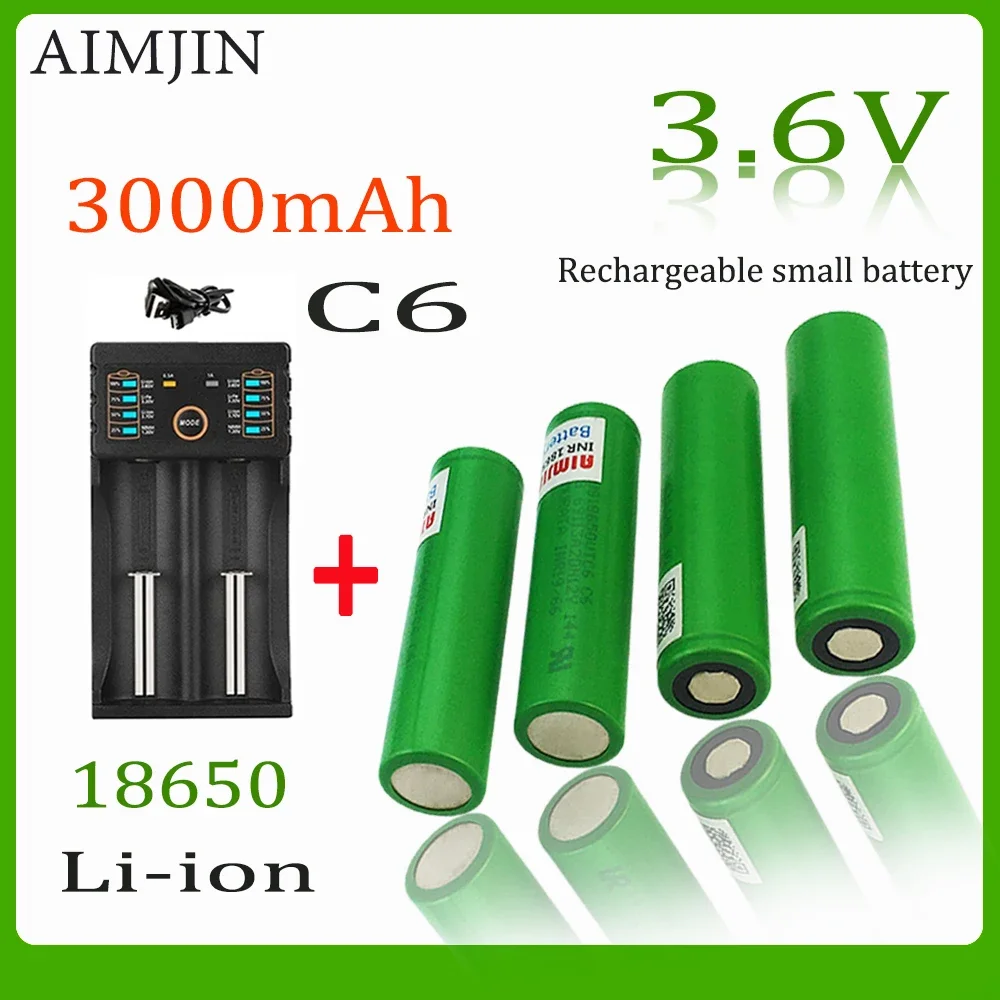 

VTC6 3.6V 18650 New original 3000mAh For Us 18650 30A toys tools flashlight battery +USB Charger