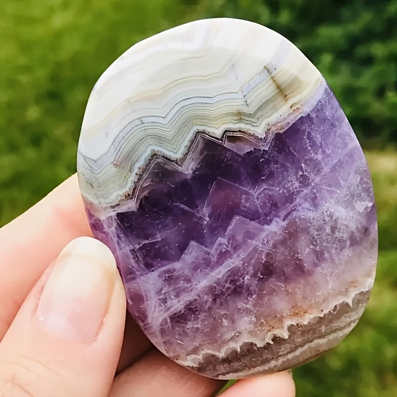 1 pierre de palmier en cristal d'améthyste naturelle et d'agate dentelle, un choix idéal pour les cadeaux et la décoration intérieure, parfait pour les cadeaux de vacances