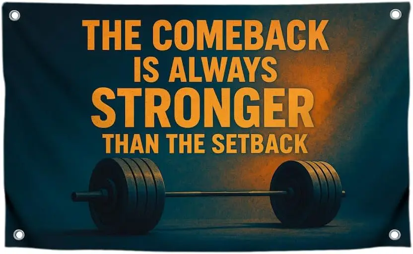 Motivational Gym Poster Banner The Comeback Is Always Stronger Than Setback Workout Fitness Decor Strength Wall Art Gift for Ath