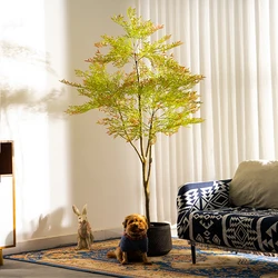 Large Artificial Geranium Plants Tropical Palm Tree Tall 39'' Fake Bamboo Tree Branch Plastic Leaves For Home Garden Shop Decor