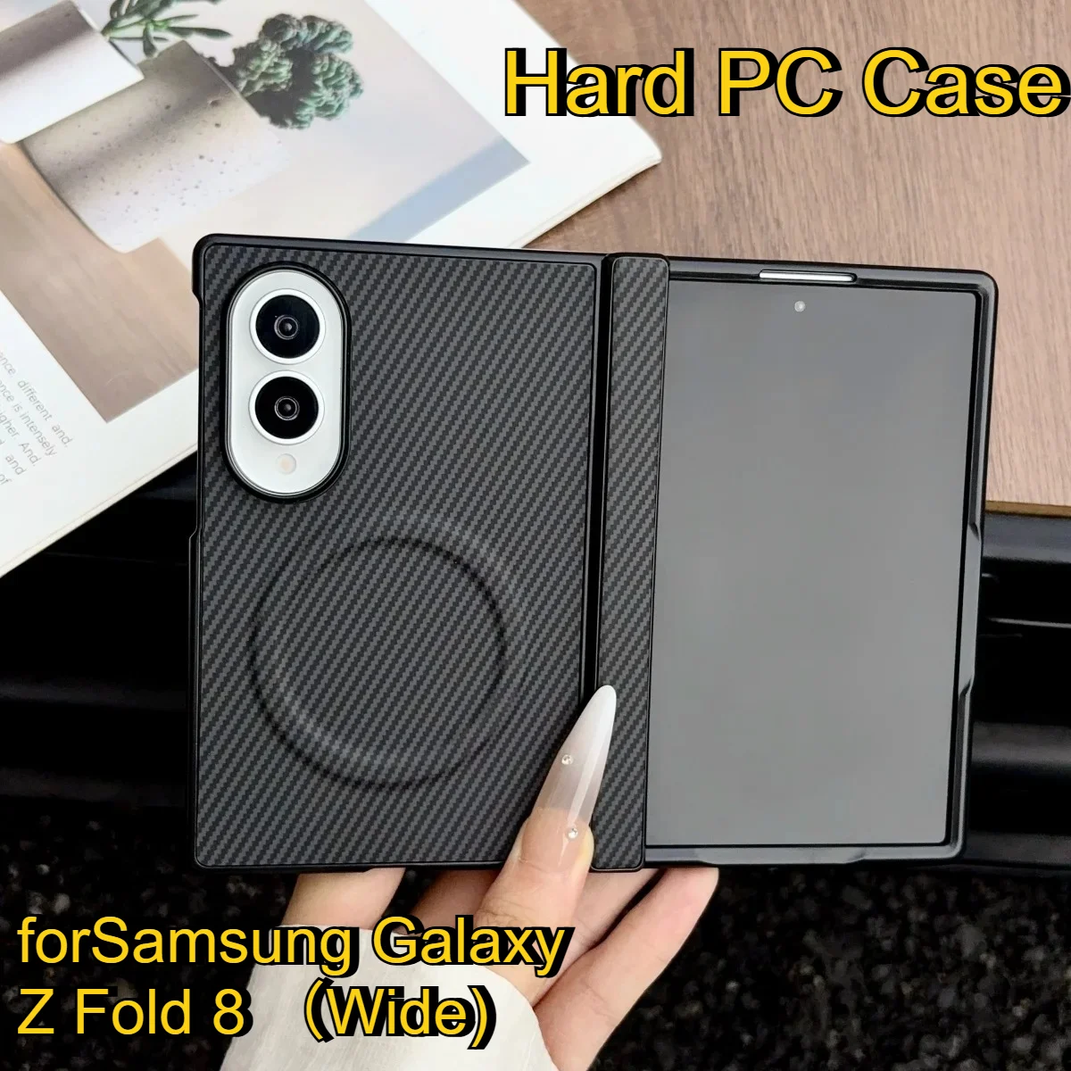 Ultradünne Magnetische Carbonfaser-Textur-Schutzhüllen für Samsung Galaxy Z Fold 8 Wide mit MagSafe Matte Hart-PC Stoßfeste Abdeckung
