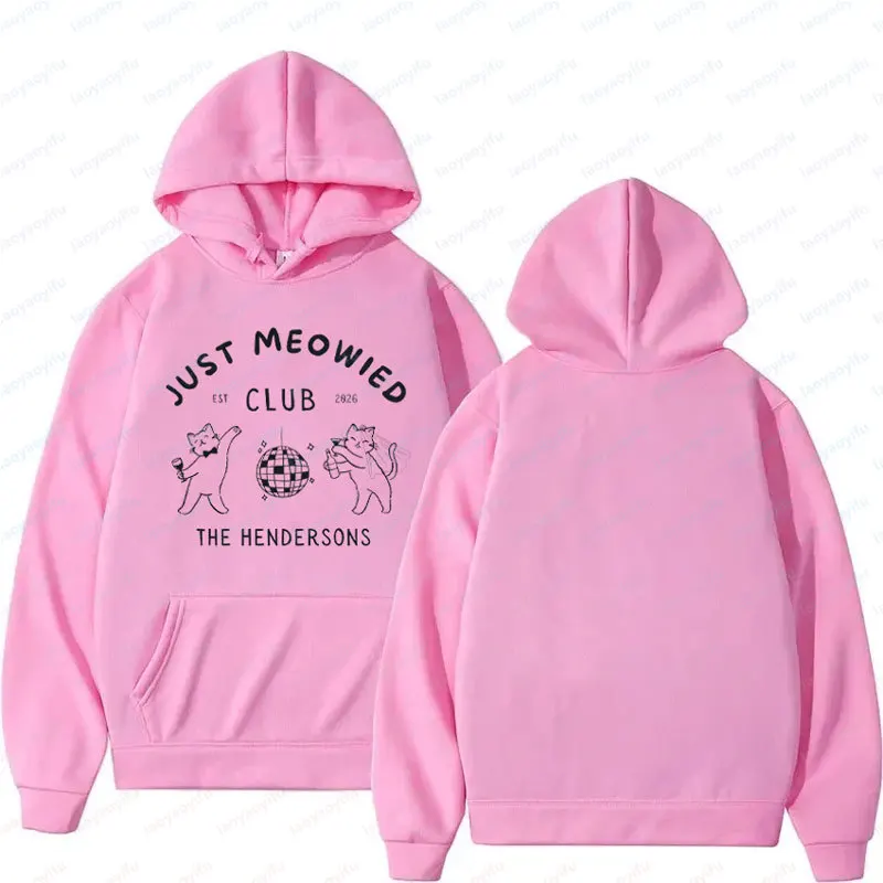 

Just Married Cat Wedding Shirt Newlywed Couple Matching Tops Hoodie Women's Long Sleeve Clothing Hoodies Comfortable Pullover