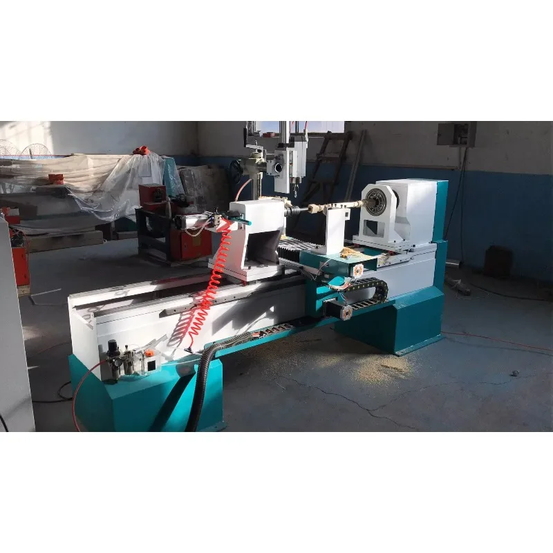 Deposit Price Double Spindle CNC Wood Lathe Machine Wood Turning Lathe for Baseball Bat Billiard Cue Stair Columns  Solid Wood