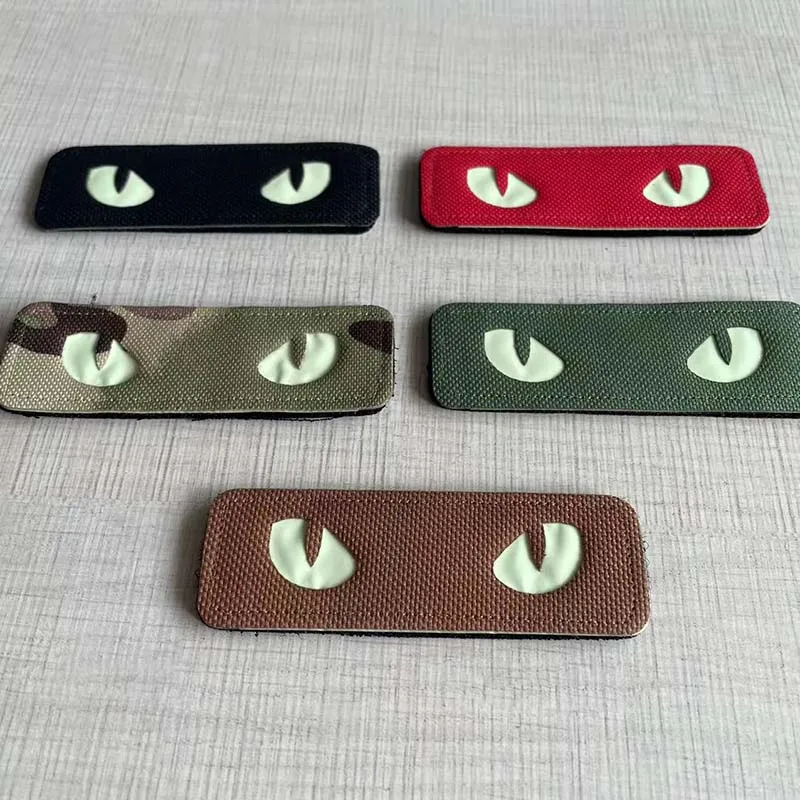 2 Stück/Set, Katzen-Tigeraugen-Klettverschlüsse, im Dunkeln leuchtende Patches, militärische Aufkleber, taktische Applikationen für Rucksack, Weste, Helm, Ausrüstung – Detail 6