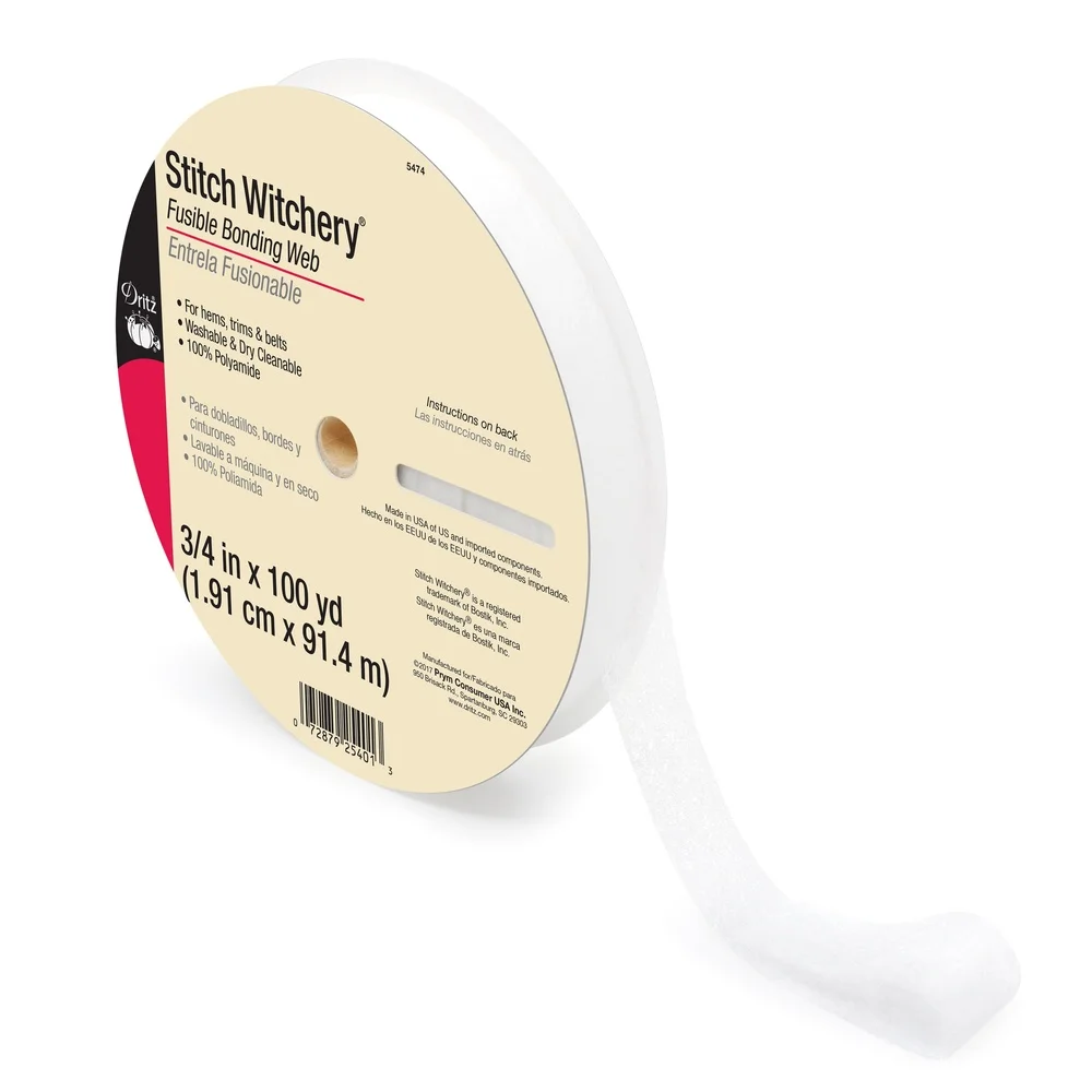 스티치 위체리 접착 웹 3/4인치 일반 중량 100야드 재봉 공예 헴 트림 벨트 세탁 가능 드라이클리닝 가능