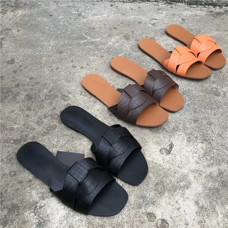 Women Outdoor Summer Sandals 2021 Ladies Beach Slides Flip Flops Fashion PU Leather Open Toe Female Sandal Woman Shoes