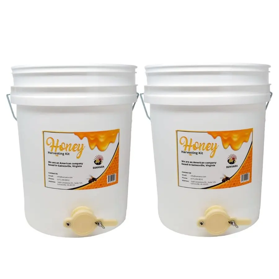 

Ведро для меда Ведро на 5 галлонов с патрубкой для экстрактора Пищевой полипропилен емкостью 20 л, 2 шт.