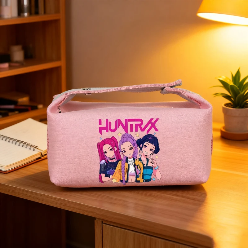 

KPop Demon Hunters Makeup Bag Easy and Portable Handbag Large Capacity Cartoon Anime Pattern Canvas Bag Friend's Birthday Gift