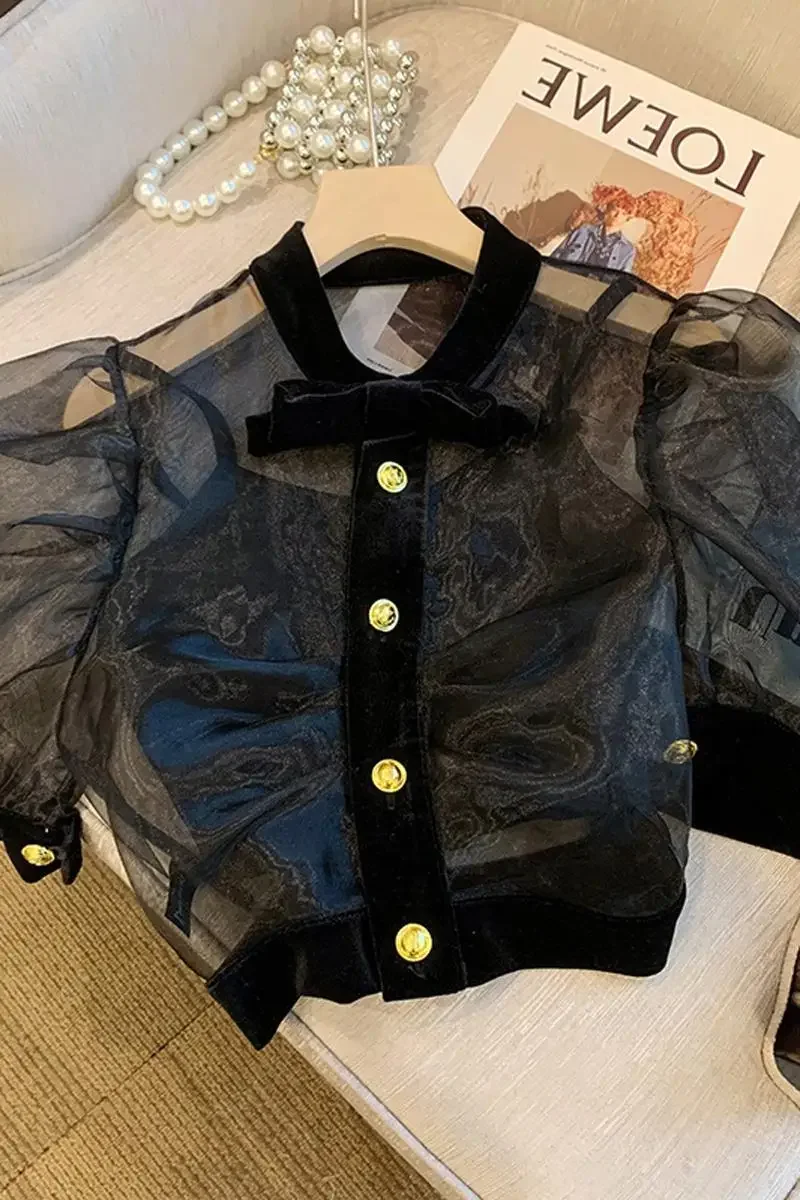 Eugenia Krótka Koszula Pure Desire Damska Letnia Niszowa Francuska Elegancja Dwuczęściowy Top na Ramiączkach Przezroczysty Seksowny Top typu Camisole