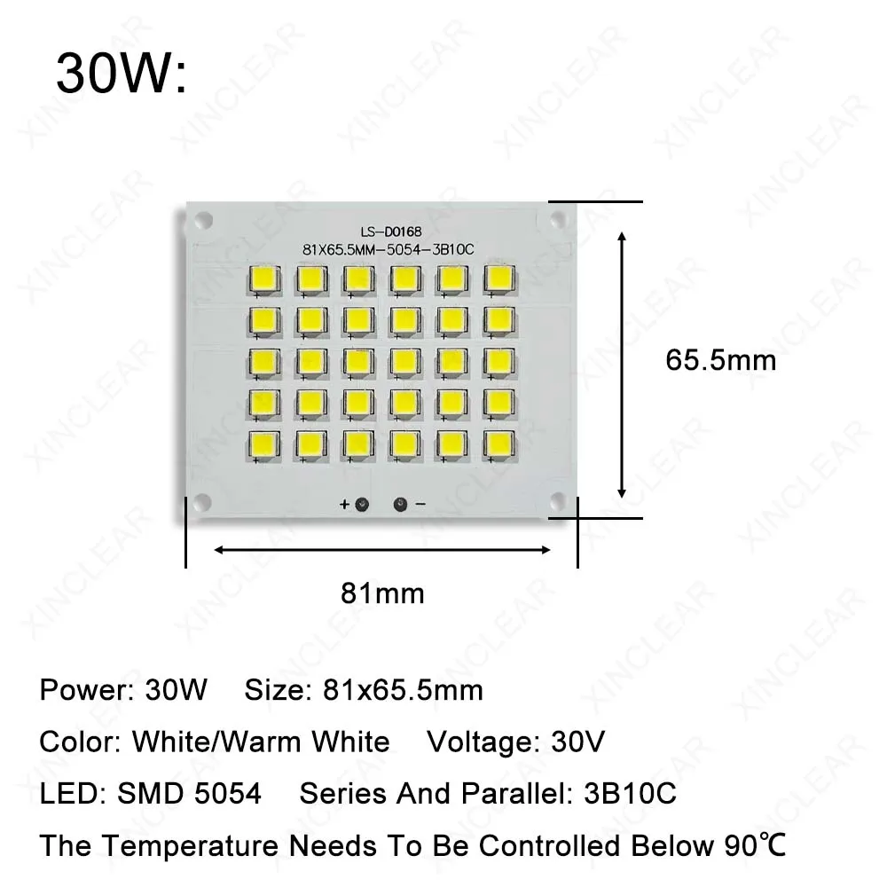 High Power LED Light Board 10W White Warm White DC30V SMD COB 5054 Chips 50x50mm PCB Lamp Beads Board For Floodlight Street Lamp