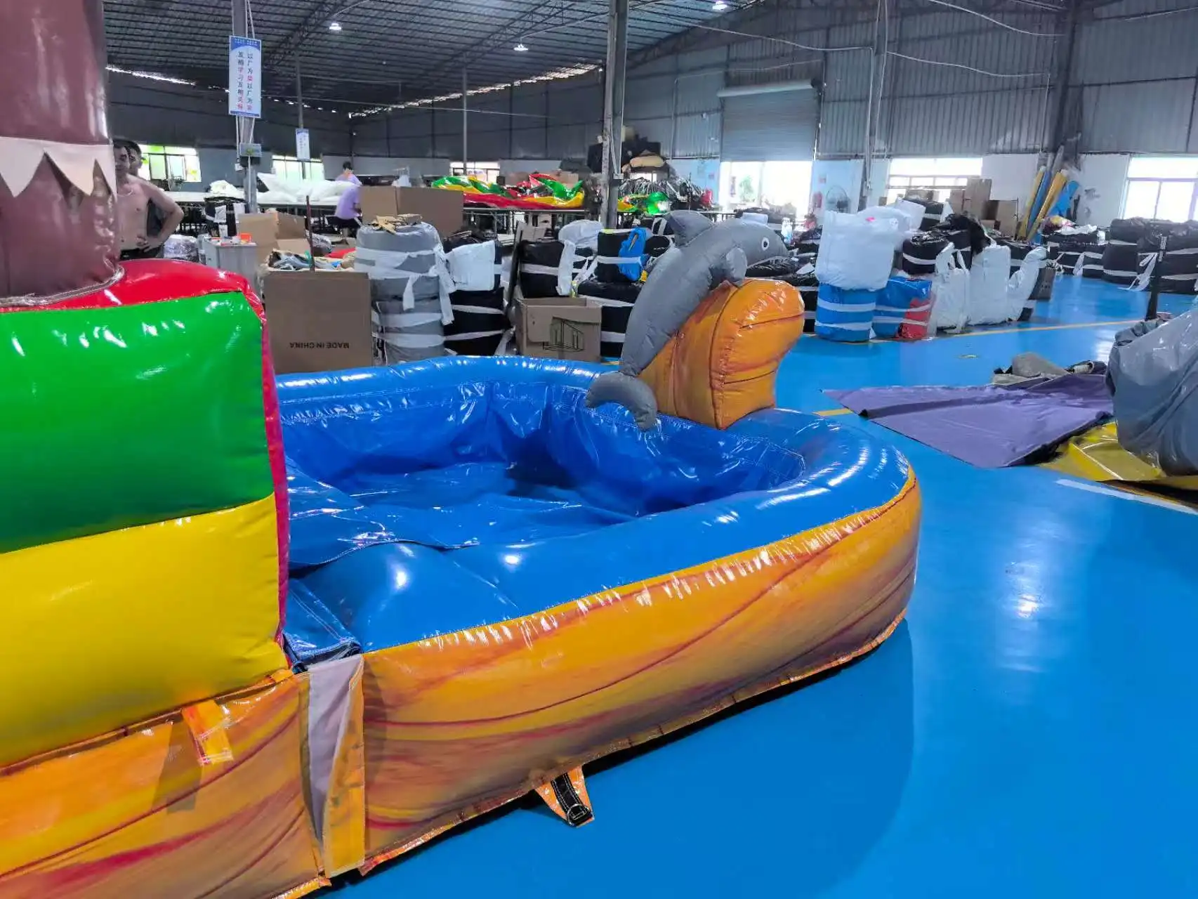 Long Water Slide Combo Inflatable Bouncy Moonwalk Jumping Castle Three Lane Water Slide With Big Pool Waterslide
