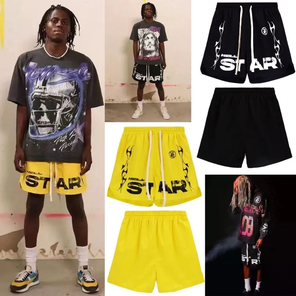 Star Flame Logo Printing High Quality Cotton Sports Casual Shorts Men Shorts for Men  Basketball Shorts  Mens Shorts  Men Shorts