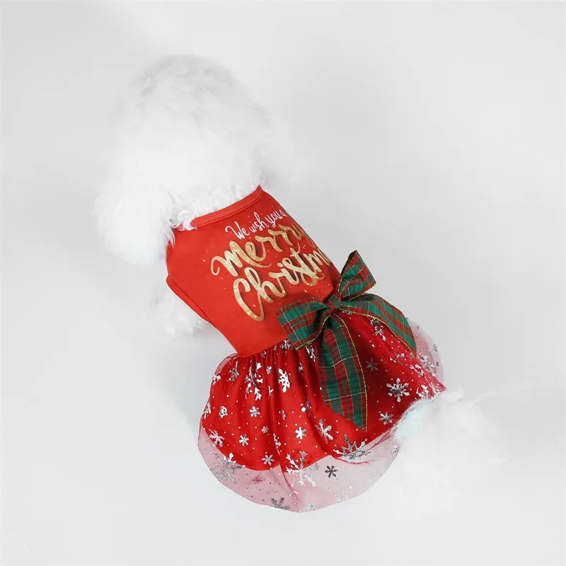 Pet Party Dress Up Props Party Photo Booth Props New Pet Clothing Christmas Day Celebration Party Christmas Dog Mesh Dress view 5